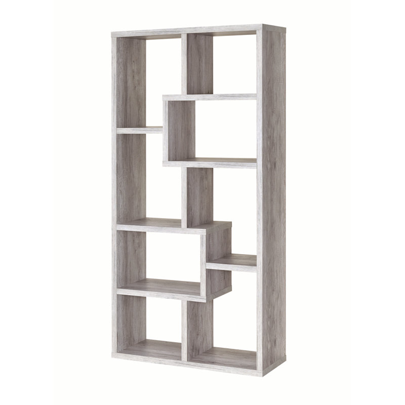 Harkless Geometric Bookcase, Grey Driftwood