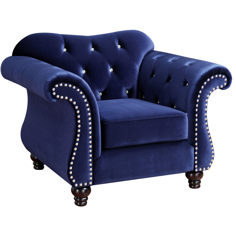 Fauteuil Tabitha, Mélange de polyester bleu