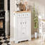 Console Buffet, 5 tiroirs, 2 armoires pour la salle à manger - Blanc