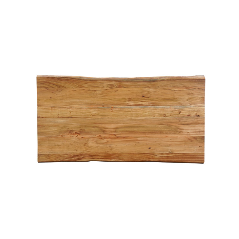 11-Piece Live Edge Solid Wood Dining Set, Natural, Beige/Dark Brown