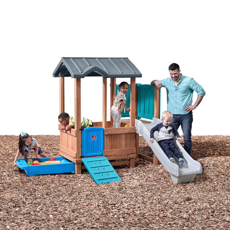 Woodland Adventure Playhouse with Slide and Climbing Ramp