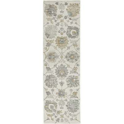 Tapis de couloir ivoire en laine Emmiline