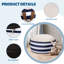 Pouf coffre rayé bleu et blanc – Repose-pieds et rangement pour jouets 2 en 1 avec assise rembourrée douce | Tissu Oxford et velours en peluche – Siège d'appoint et rangement dissimulé pour la salle de jeux, la chambre et le salon des enfants