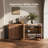 Set of 3 Modular Sideboard with Double-Arc Wood Doors, Camel-626131441