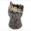 Pot de fleurs en forme de chat en magnésium avec couronne en feuille d'or