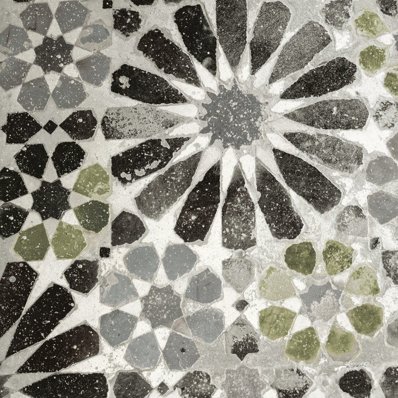 «Alhambra Tile III Grey Green» par Sue Schlabach, reproduction sur toile tendue, H 12 po x l 12 po, Toile tendue, Non