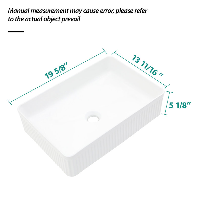 Vasque de salle de bain en céramique blanche - Rectangulaire, Moderne, Facile à installer, Résistante aux taches