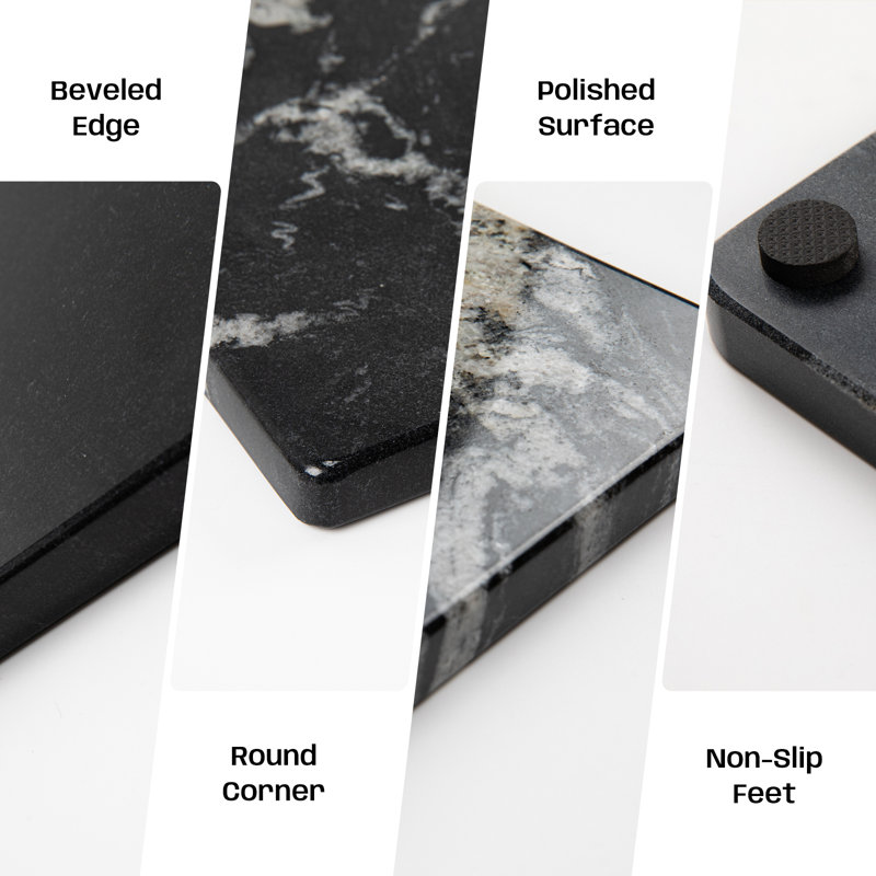 Adolif Black Marble Cutting Board For Kitchen, 12x16 Inch, 16"L x 12"W, Everest Black with White Veins
