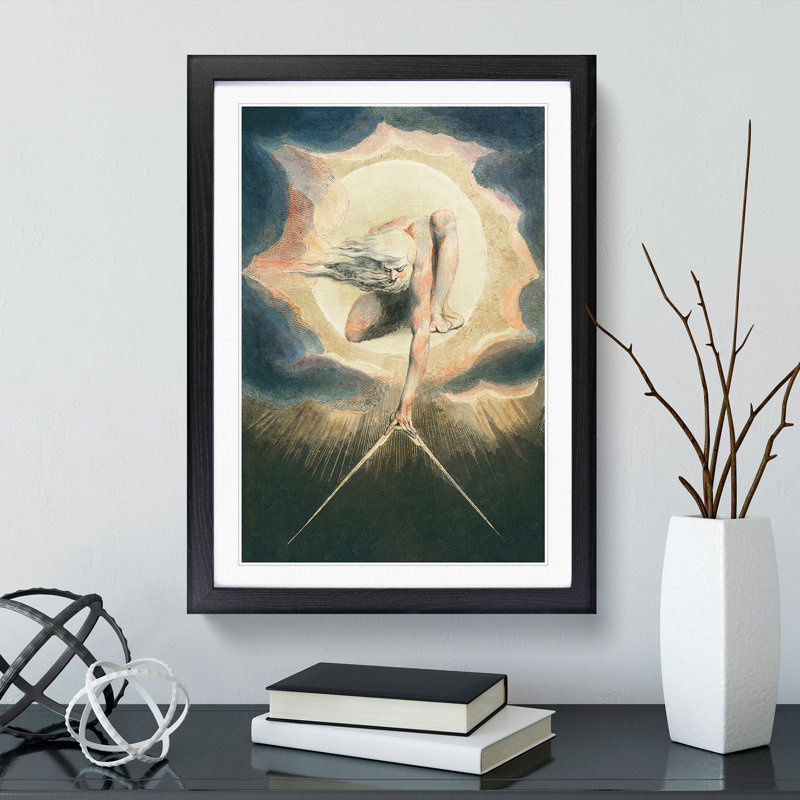 Compass to the Earth by William Blake - Picture Frame Painting, 65cm H x 48cm W x 2cm D, Black Framed