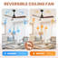 Ventilateur de plafond intelligent 52 pouces avec 3 lumières à DEL à intensité variable de 18 W à DEL et 3 pales au fini noyer et moteur à courant continu