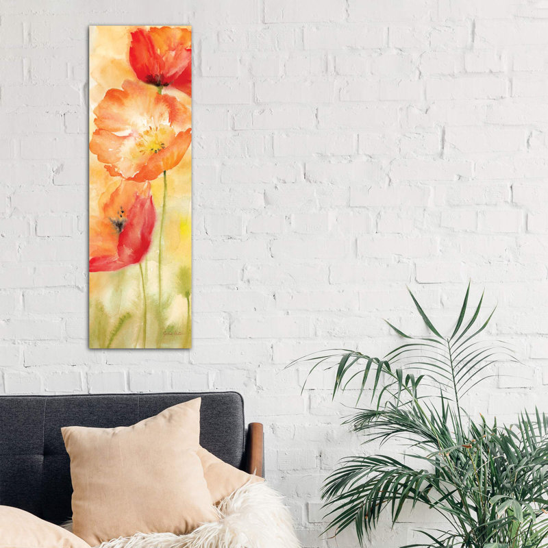 Watercolour Poppy Meadow Spice Panel Ii by Cynthia Coulter - Wrapped Canvas Panoramic Painting, No Frame