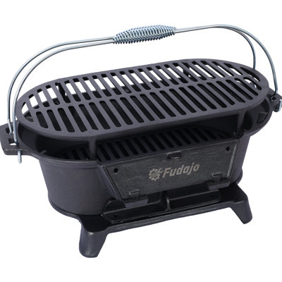 100% Cast Iron Grill - Portable Tabletop For Barbecues And Camping Heat Retaining, , With Enamel Coating Outdoor Charcoal All Culinary Adventures Iron, Carrying Handles Temperature Control Removable