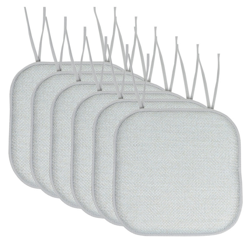 Cameron Memory Foam No Slip Back 16" x 16" Chair Pad Cushion with Ties, Black/Sage Blue Polyester, 6