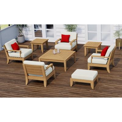 Ensemble de chaises longues en bois de teck 8 pièces Teakstation