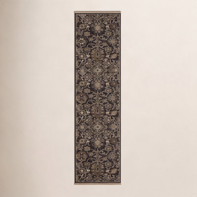 Abena Charcoal Tan Borderless Oriental Wool Rug