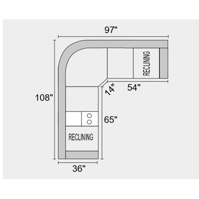 Canapé modulaire inclinable faisant face à la gauche de 48 po de largeur Dusheti