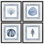 Ensemble de 4 impressions encadrées sous-verres Coastal Teal