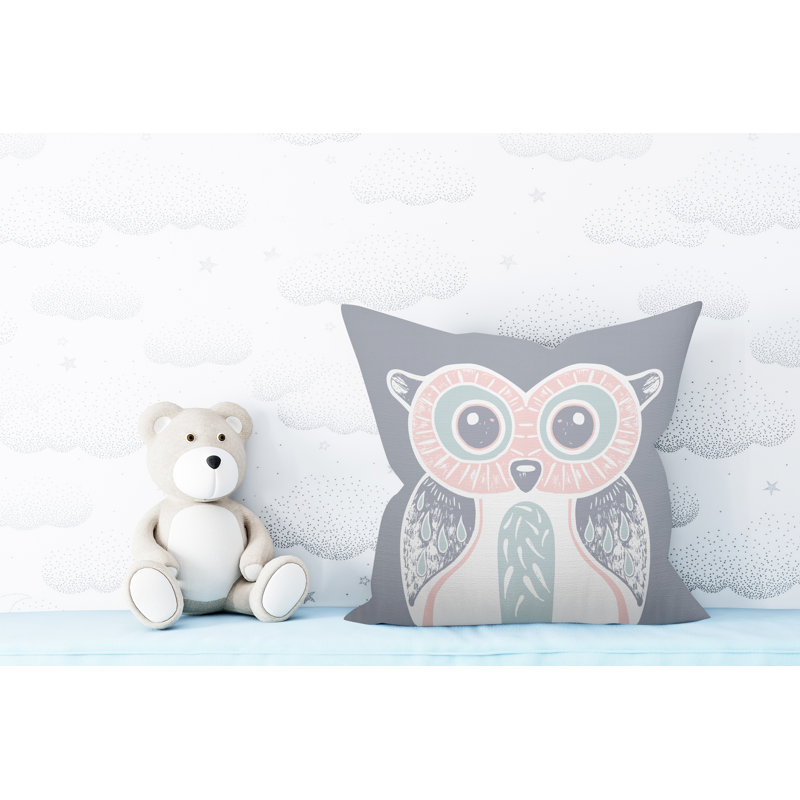 Coussin intérieur Addison Woodland Owl, L 17 po x H 17 po, Gris