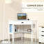Bureaux, bureau d'ordinateur de coin triangulaire compact avec tiroir & amp; Tablettes l 29,5 po x P 29,5 po x H 30 po pour petits espaces | Blanc | Panneau de fibres à densité moyenne P2