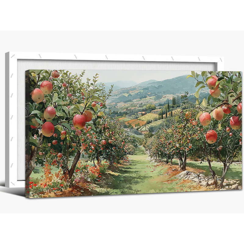  Printemps, art mural sur toile, impressions de paysage de campagne française, images de nature vibrante, scènes de verger rustique pour le décor du salon, 20 x 40 pouces