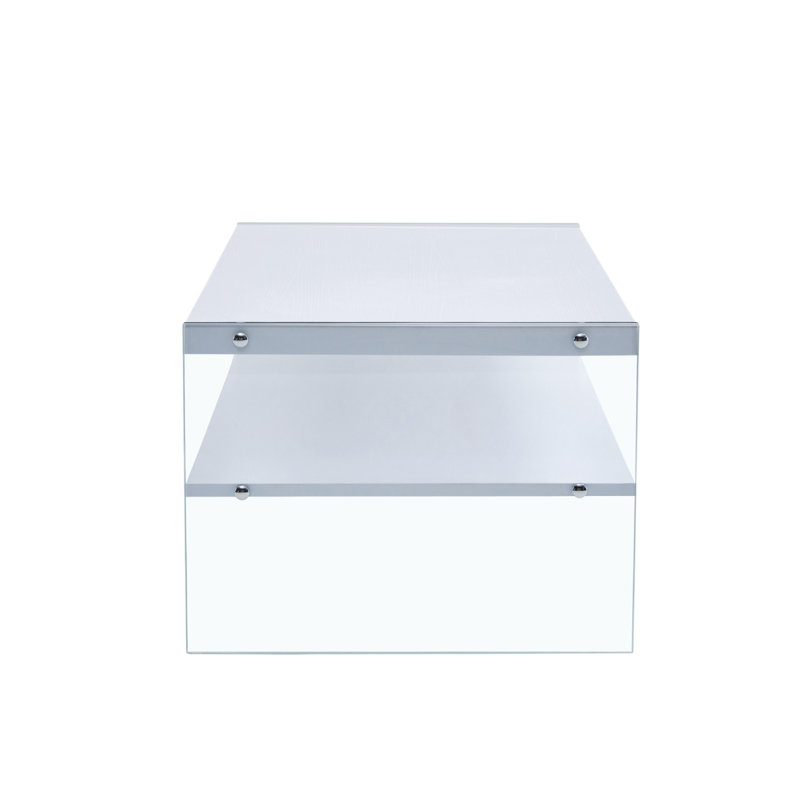 Double Rectangular Coffee Table With Tempered Glass