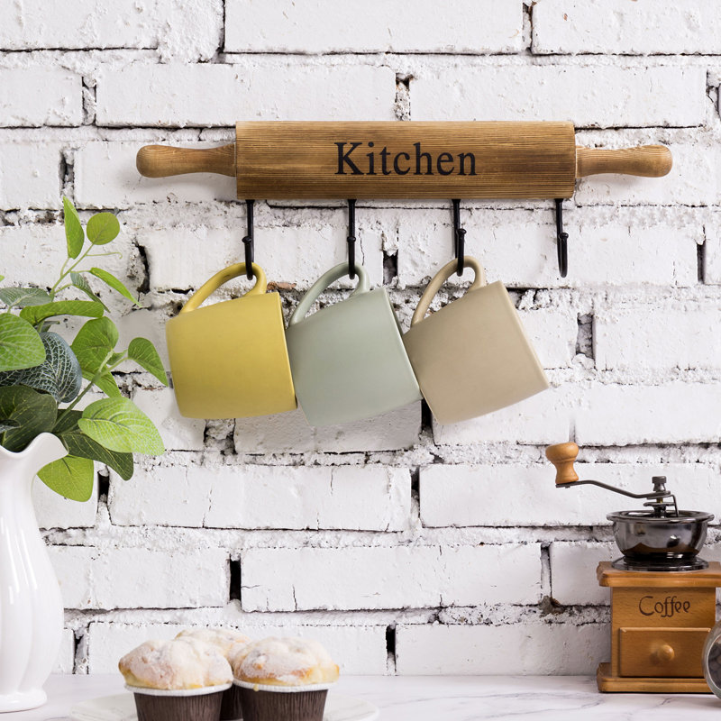 Kejohn Kitchen Wood Mug Hook, Brown