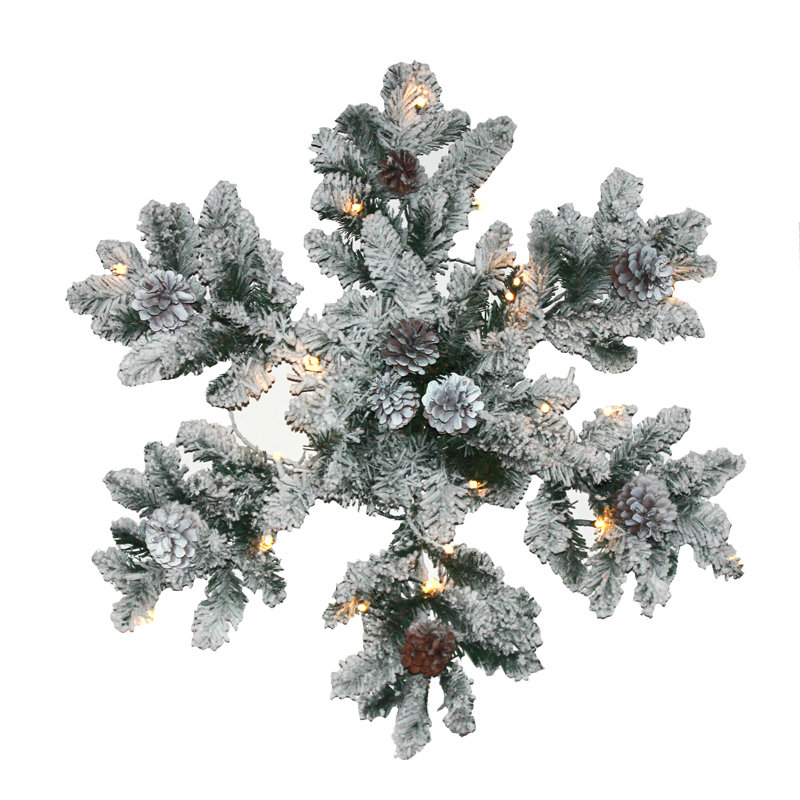 25" Faux Snowflake Lighted Pinecones Christmas Wreath