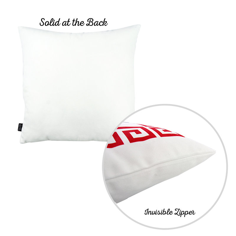 Red and White Greek Key Euro Pillow Covers Set of 2