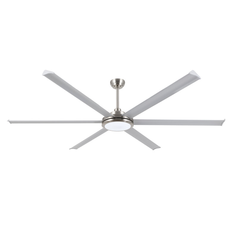 6 Aluminium Blades Indoor Ceiling Fan With Light Kit And Remote Control, 96'', Nickel