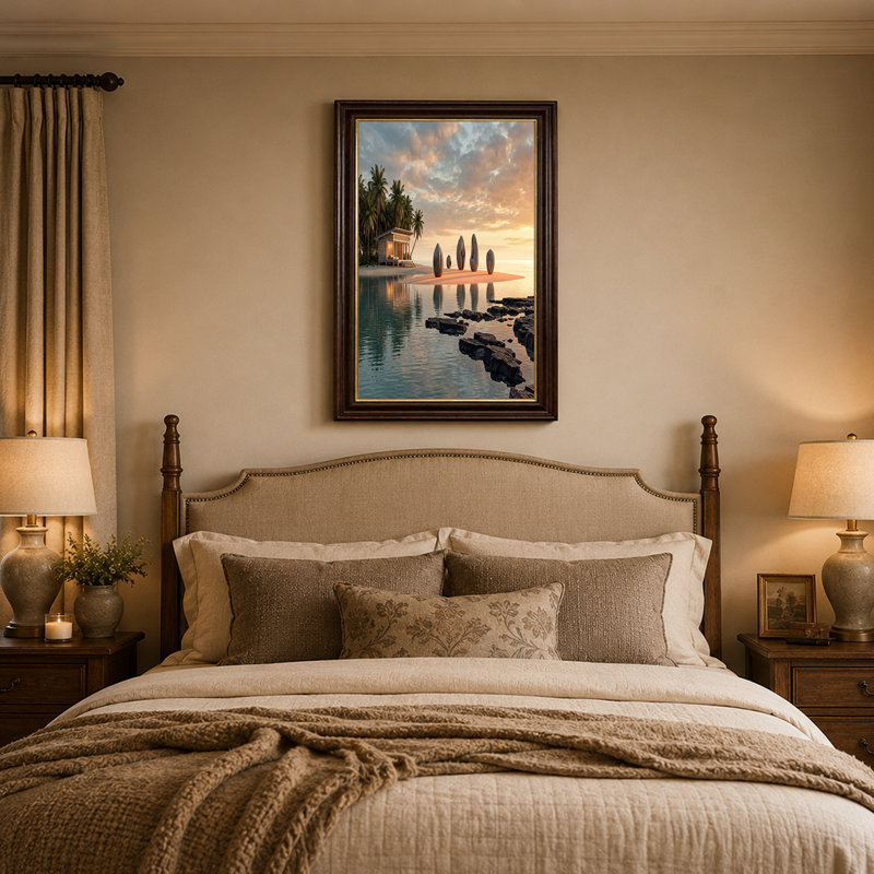 Art mural sur toile, "Tropical Beach Hut", H 16 po x l 24 po