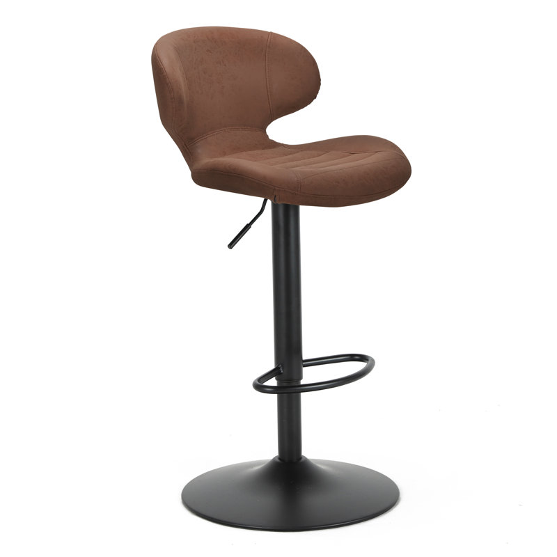 Ansilma Swivel Upholstered Adjustable Height Counter Stool with Metal Frame, Tan