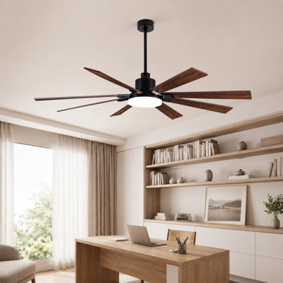 72 Inch Large Ceiling Fan with Lights Remote Control 8 Blades Quiet Reversible DC Motor 6 Speeds Indoor Covered Outdoor Ceiling Fan for Living Room Bedroom Patio
