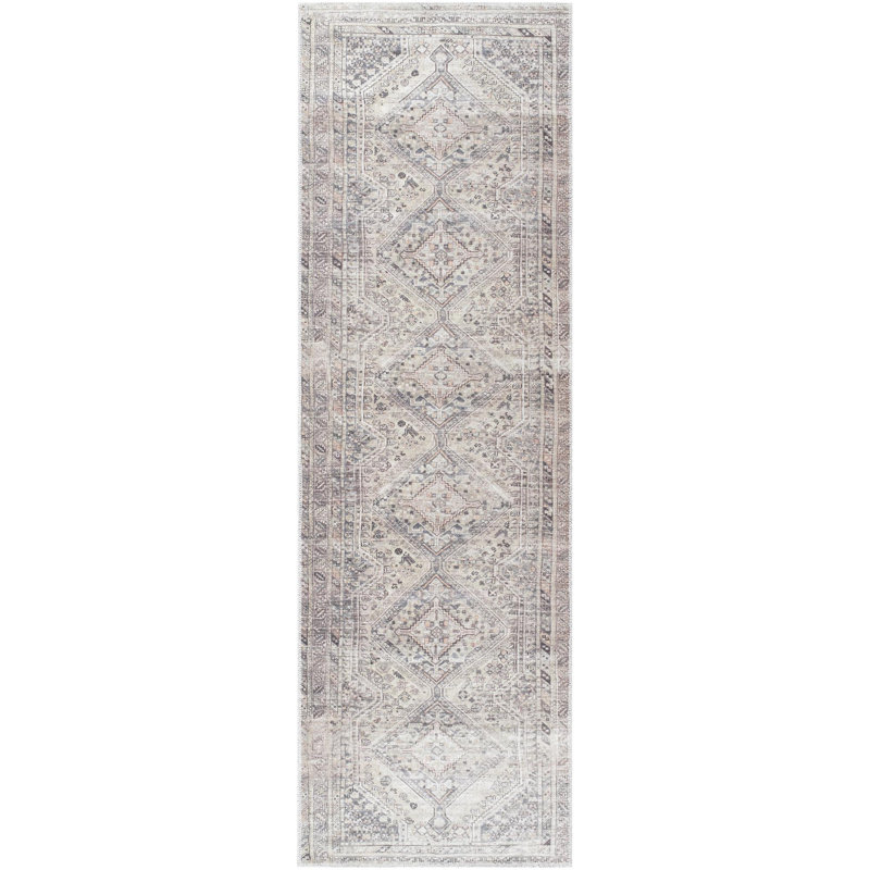 Vivir x Livabliss Eleni Sterling Grey Machine Washable Area Rug, Runner 2'7" x 7'10"