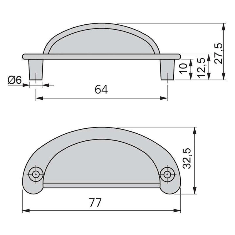 Calcutta Zamak 6.4cm Centre Cup/Bin Handle