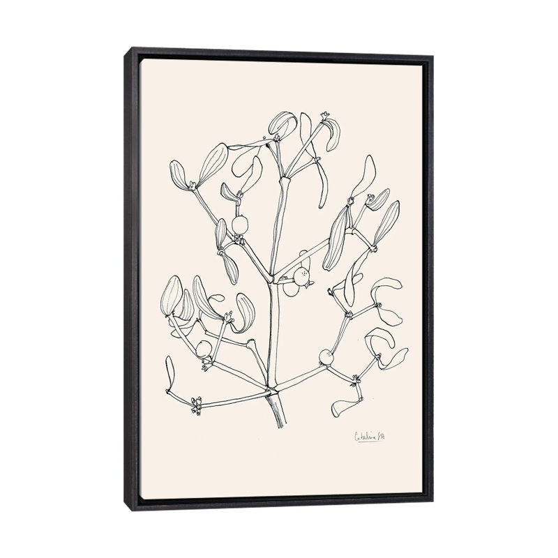«Misteltoe», reproduction d'art à l'encre sur toile encadrée, Noir patiné, Reproduction encadrée sans passe-partout