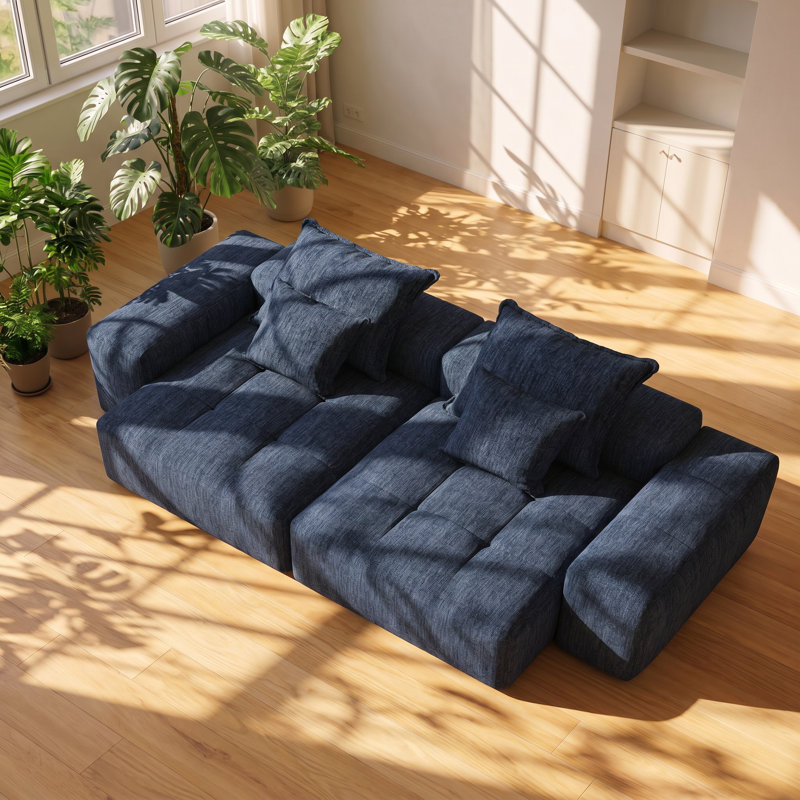 Canapé modulaire en chenille scintillant l 113,39 po x P 56,69 po x H 25,6 po BOBBY Mobilier