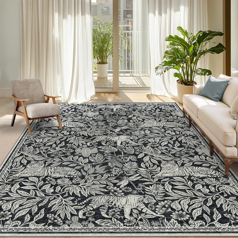 Animal Print Machine Washable Rug for Living Room Indoor Carpet for Home Decor Aesthetic Non-Slip Modern Rug for Bedroom Dining Room Office Nursery Playroom Teen Dorm