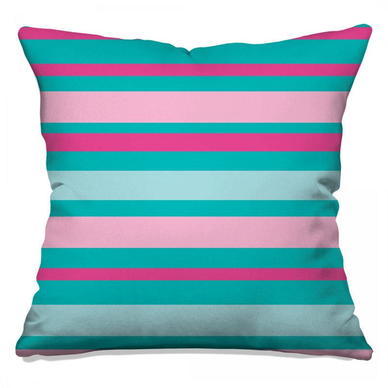 Coussins décoratifs à rayures rose et bleu sarcelle, 14 X 14 pouces