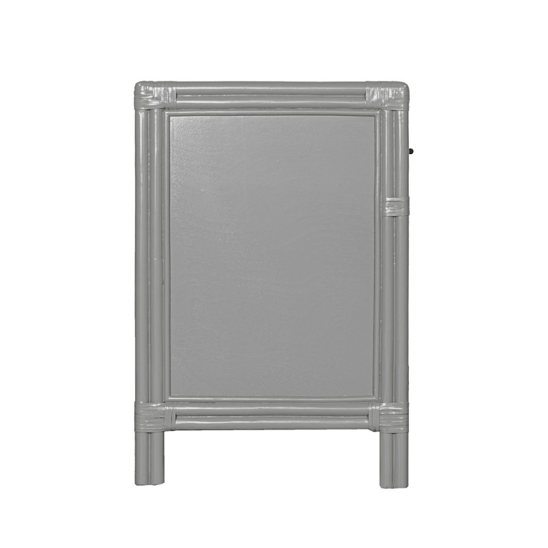 Clara Collection 1 - Drawer Rattan Nightstand, Light Gray