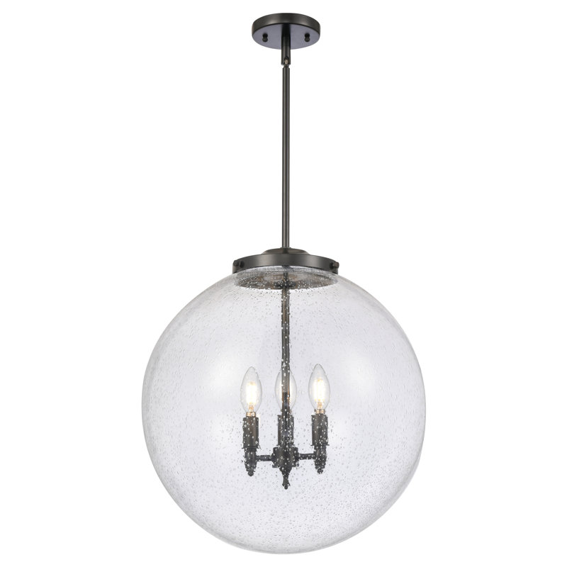 Luminaire suspendu sphère 3 lumières DEL Beacon, Noir mat, H 19 po x l 18 po x P 18 po, Grainé