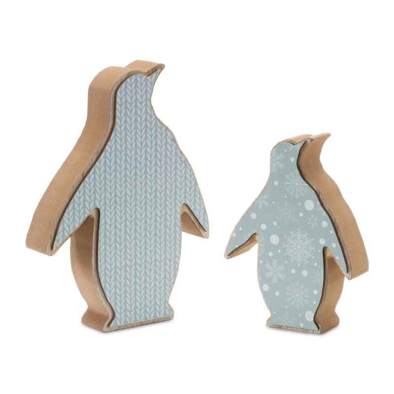 Ensemble de 2 pingouins en bois