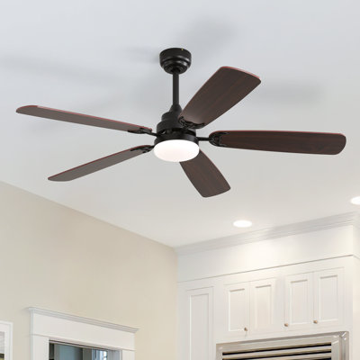 Derick 5-Blade Modern Ceiling Fan with LED Light and Remote Control