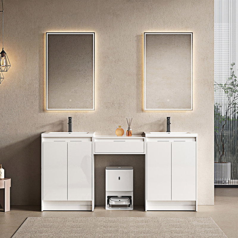 Meuble-lavabo autoportant avec lavabo en résine