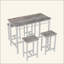 Ensemble de table de cuisine 5 pièces avec 5 tabourets de bar 5 pièces, structure en métal et panneau de fibres à densité moyenne