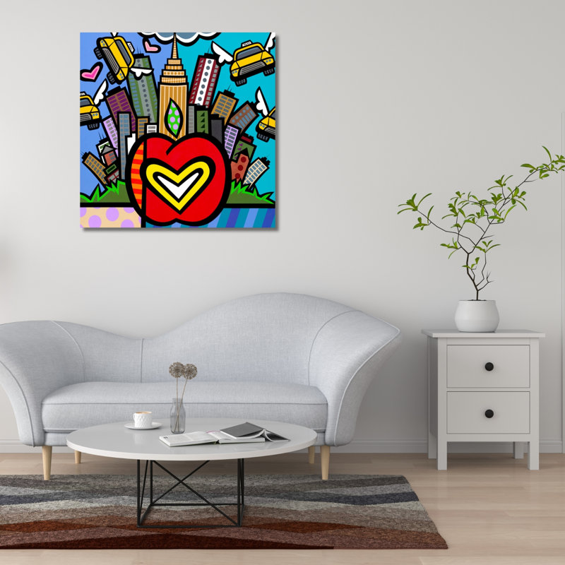 Collection Nifao NY Cabs, peinture acrylique, toile tendue, art mural par Jozza, H 48 po x l 48 po