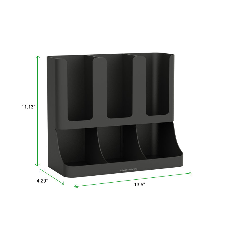 Black 6-Compartment Coffee and Condiment Storage Organizer
