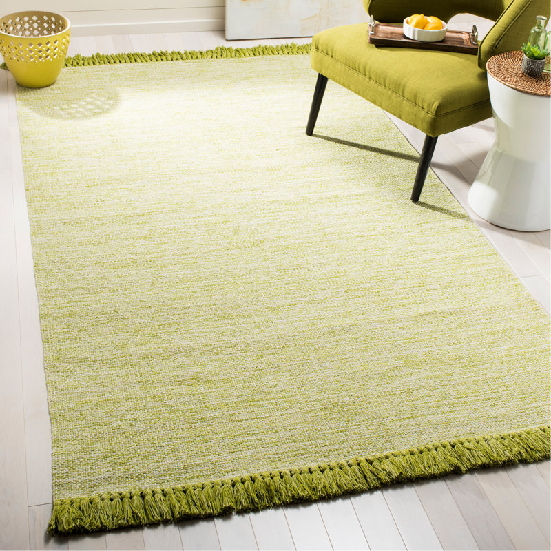 Milia Hand Woven Cotton Solid Color Rug, Rectangle 5' x 8'