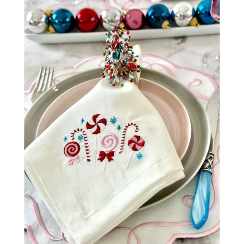 Candyland Cotton Blend Square Napkins, Pink/Turquoise