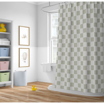 Checkered Ultra-Thin Lightweight Shower Curtain