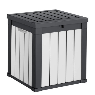 Boîte de rangement en résine résistante aux intempéries 50 gallons (189L), effet grain de bois